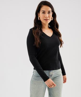 Tee-shirt manches longues et col V uni femme vue6 - GEMO 4G FEMME - GEMO