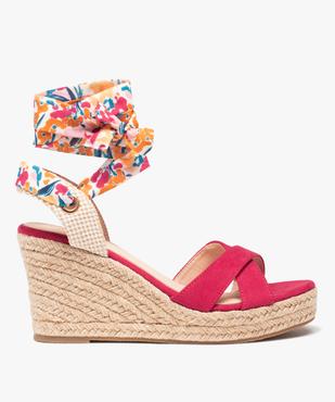 Sandales femme compensées en suédine et bride foulard vue2 - GEMO(URBAIN) - GEMO