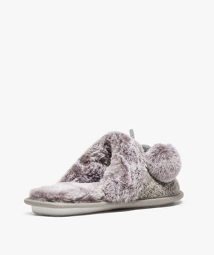 Chaussons femme mules plates à pompons vue4 - GEMO(HOMWR FEM) - GEMO