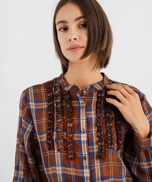 Chemise à carreaux col mao femme vue2 - GEMO(FEMME PAP) - GEMO
