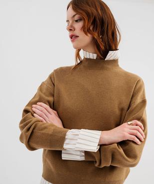 Pull à col montant coupe loose femme vue5 - GEMO 4G FEMME - GEMO