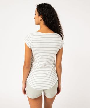 Pyjashort en coton bicolore femme vue3 - GEMO 4G FEMME - GEMO