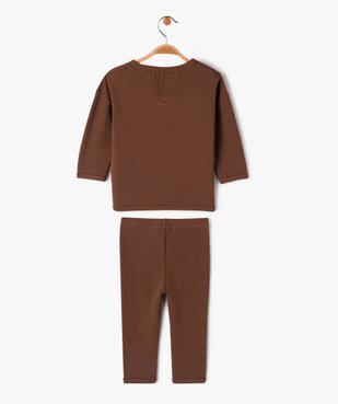 Ensemble 2 pièces nid d'abeille doux tee-shirt manches longues + pantalon bébé garçon vue3 - GEMO(BEBE DEBT) - GEMO