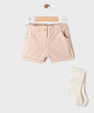 Ensemble 2 pièces short en velours + collant épais bébé fille vue1 - GEMO(BEBE DEBT) - GEMO