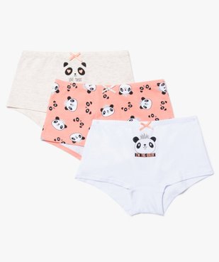 Shorty fille à motifs pandas en coton stretch (lot de 3) vue1 - GEMO (ENFANT) - GEMO