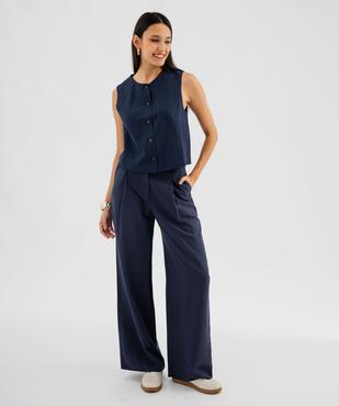Pantalon fluide coupe large à pinces femme  vue4 - GEMO 4G FEMME - GEMO