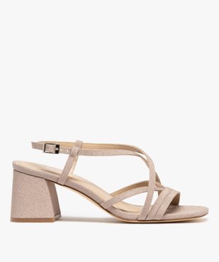 Sandales pailletées à talon biseauté femme  vue1 - FOLLOW ME - GEMO