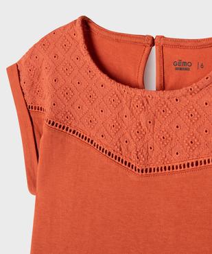 Tee-shirt manches courtes avec détails brodés fille vue2 - GEMO 4G FILLE - GEMO