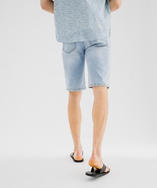 Bermuda en jean extensible et délavé coupe straight homme vue3 - GEMO 4G HOMME - GEMO