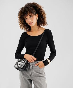 Body à manches longues en maille côtelée femme vue5 - GEMO 4G FEMME - GEMO