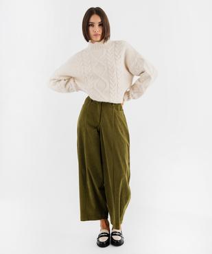 Pull en maille chinée torsadée à col cheminée femme vue4 - GEMO 4G FEMME - GEMO