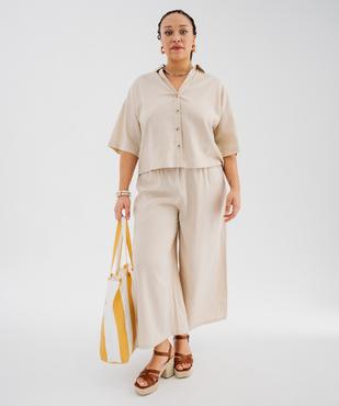 Pantalon large en viscose et lin femme grande taille vue4 - GEMO 4G GT - GEMO
