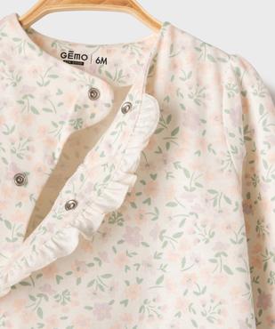 Pyjama en coton à motifs fleuris avec fermeture devant bébé fille vue2 - GEMO 4G BEBE - GEMO