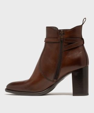 Bottines en cuir à talon haut avec fermeture zippée femme - Tanéo vue3 - TANEO - GEMO