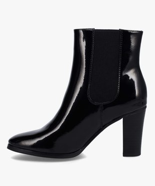 Boots femme style Chelsea à talon haut dessus verni vue3 - GEMO(URBAIN) - GEMO