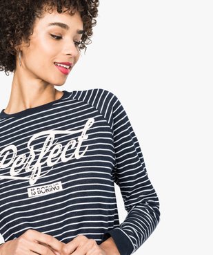 Sweat rayé manches raglan vue2 - FOLLOW ME - GEMO
