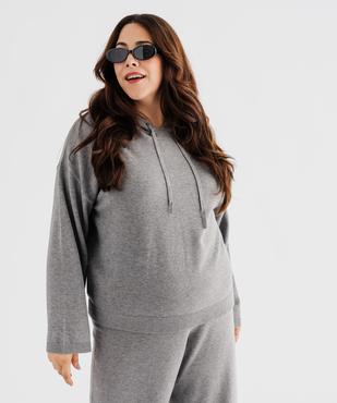Pull à capuche coupe loose en fine maille femme vue2 - GEMO (G TAILLE) - GEMO
