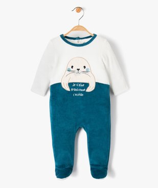 Pyjama dors-bien en velours bicolore bébé vue1 - GEMO(BB COUCHE) - GEMO