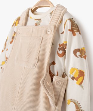 Ensemble 2 pièces : salopette en velours + tee-shirt manches longues bébé garçon vue2 - GEMO(BEBE DEBT) - GEMO