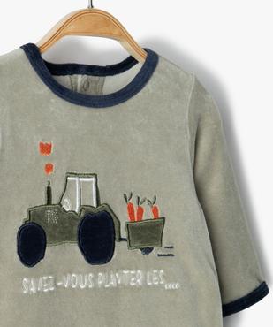 Pyjama bébé garçon en velours avec motif tracteur vue2 - GEMO(BB COUCHE) - GEMO