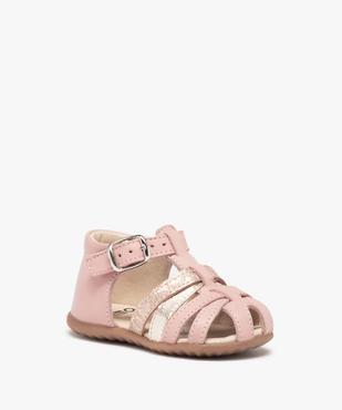 Sandales premiers pas bébé fille à brides en cuir vue2 - GEMO(BEBE DEBT) - GEMO