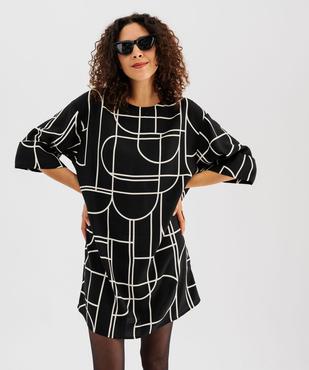 Robe courte coupe droite à motifs graphiques femme vue2 - GEMO 4G FEMME - GEMO