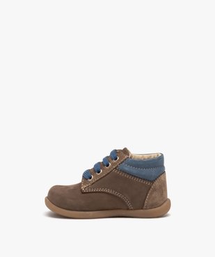 Chaussures premiers pas bébé garçon bicolores en cuir suédé vue3 - PREMIER PRIX BY GEMO - GEMO