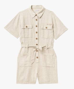 Combishort en lin look saharienne femme - LuluCastagnette vue5 - LULUCASTAGNETTE - GEMO