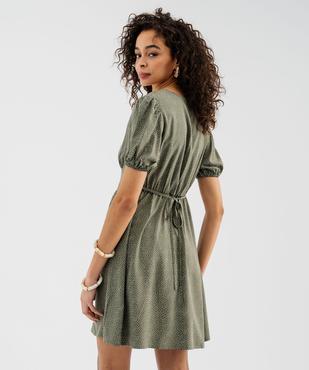 Robe courte à manches ballons en viscose imprimée femme vue3 - GEMO 4G FEMME - GEMO