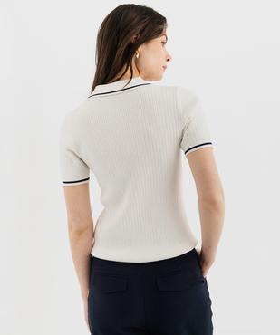 Pull à manches courtes façon polo femme - LuluCastagnette vue4 - LULU CASTAGNETTE GEMO FOR GOOD - GEMO