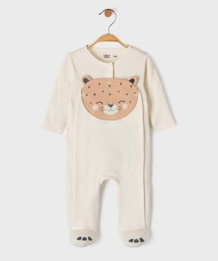 Pyjama en coton ouvert devant motif félin bébé fille vue1 - GEMO 4G BEBE - GEMO