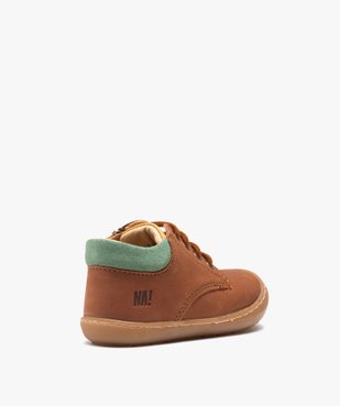 Chaussures premiers pas bébé garçon unies en cuir et à zip - NA! vue4 - NA! - GEMO