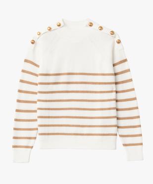 Pull rayé avec boutons sur les épaules femme vue4 - GEMO 4G FEMME - GEMO