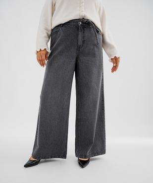 Jean wide leg taille haute avec ceinture à nouer femme grande taille vue1 - GEMO 4G GT - GEMO