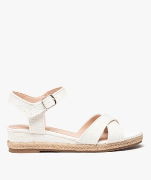 Sandales femme à petit talon compensé dessus dentelle anglaise vue1 - GEMO (CASUAL) - GEMO