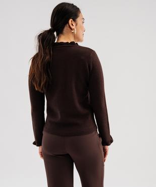 Pull droit à col victorien et finition roulottée femme vue3 - GEMO(FEMME PAP) - GEMO