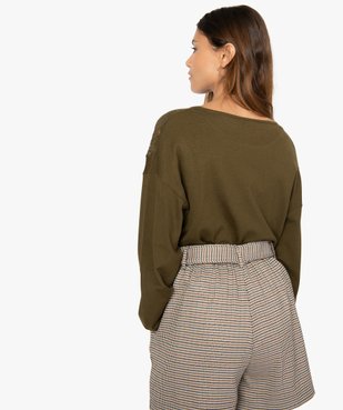 Pull femme fin avec empiècements dentelle vue3 - GEMO(FEMME PAP) - GEMO