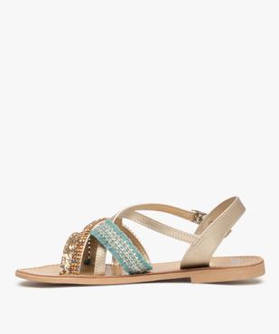 Sandales femme à talon plat et brides fantaisie brillantes vue3 - GEMO (CASUAL) - GEMO