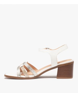 Sandales femme à talon carré et brides entrelacées vue3 - GEMO(URBAIN) - GEMO