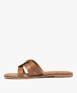 Sandales mules avec brides croisées en cuir femme - Tanéo vue3 - TANEO GEMO FOR GOOD - GEMO