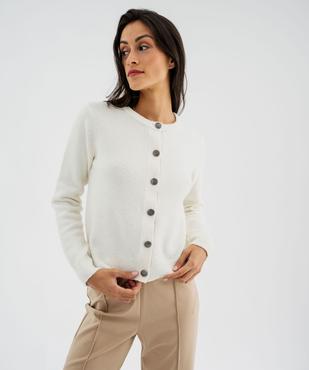 Pull col V en maille douillette femme vue1 - GEMO(FEMME PAP) - GEMO