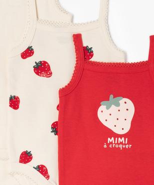 Body à bretelles à motifs fraises bébé (lot de 3) vue2 - GEMO 4G BEBE - GEMO