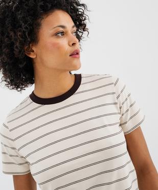 Tee-shirt manches courtes et col rond en coton résistant femme vue2 - GEMO(FEMME PAP) - GEMO