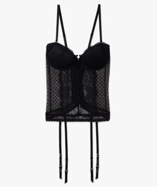 Guêpière en dentelle avec jarretelles amovibles vue4 - GEMO(HOMWR FEM) - GEMO