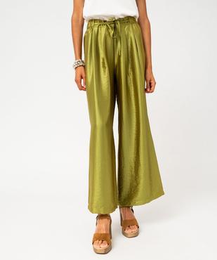 Pantalon large et fluide en viscose gaufrée et satinée femme vue1 - GEMO(FEMME PAP) - GEMO