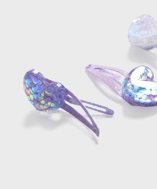 Barrettes cheveux clic-clac pailletées motifs coeurs fille (lot de 6) vue2 - GEMO (ACCESS) - GEMO