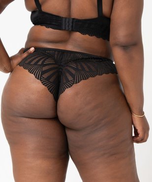 Tanga en microfibre et dentelle femme grande taille vue2 - GEMO(HOMWR FEM) - GEMO