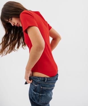 Body à manches courtes en maille côtelée femme vue1 - GEMO 4G FEMME - GEMO