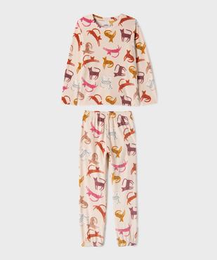 Pyjama en velours avec imprimé léopards fille vue1 - GEMO 4G FILLE - GEMO