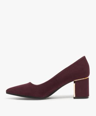 Escarpins femme bout pointu et talon large à détail brillant vue3 - GEMO(URBAIN) - GEMO